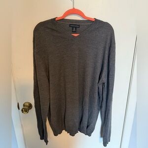 Banana Republic Gray V-Neck Fine Melino Sweater